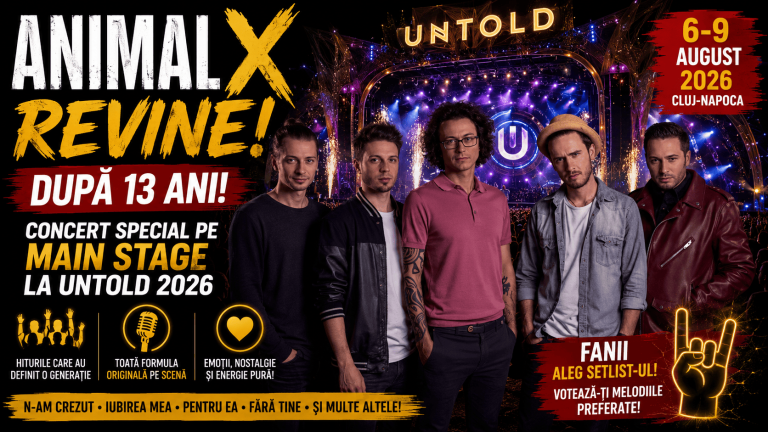 Animal X revine după 13 ani! Trupa va urca pe scena principală de la UNTOLD 2026