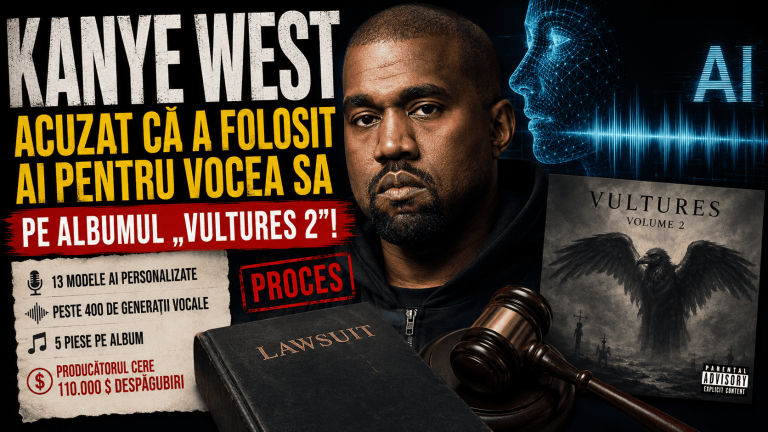Kanye West acuzat că a folosit inteligența artificială pentru vocea sa pe „Vultures 2”