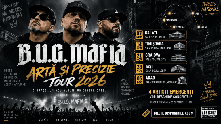 B.U.G. Mafia pornește în turneu în 2026. „Artă și Precizie” ajunge în cinci orașe din România